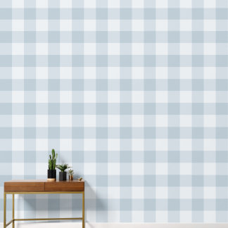 Powder Blue Jumbo Gingham Check Plaid Wallpaper