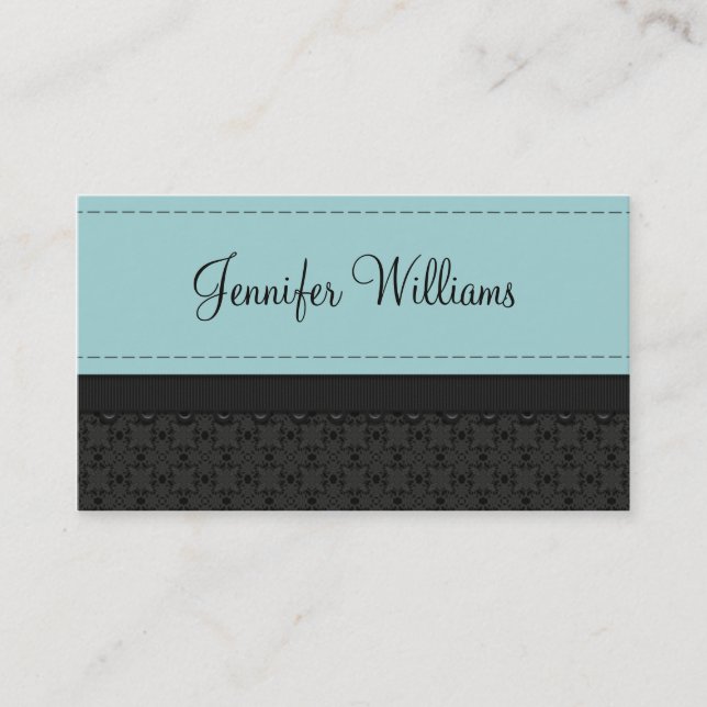 Powder Blue Label Ribbon Business Cards (Front)