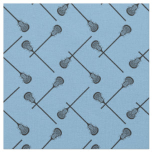 Powder Blue Lacrosse Black Sticks Patterned Fabric