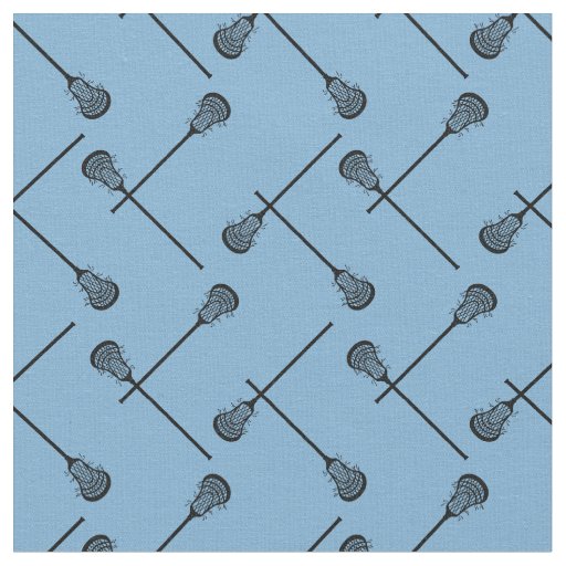 Powder Blue Lacrosse Black Sticks Patterned Fabric