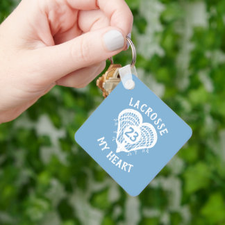 Powder Blue Lacrosse My Heart Photo Keychain