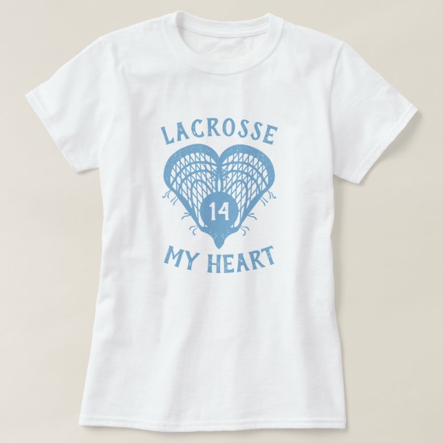 Powder Blue Lacrosse My Heart T-Shirt (Design Front)