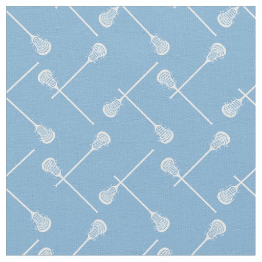 Powder Blue Lacrosse White Sticks Patterned Fabric