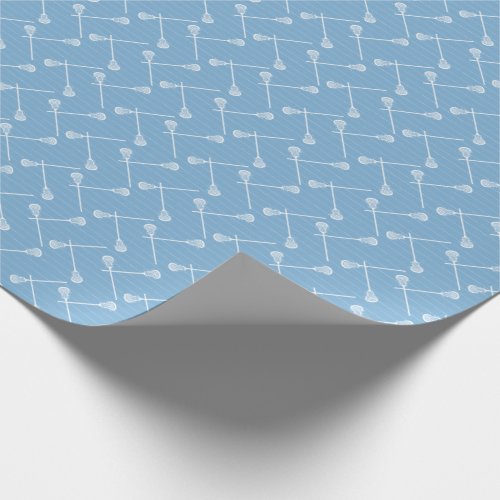 Powder Blue Lacrosse White Sticks Patterned Wrapping Paper