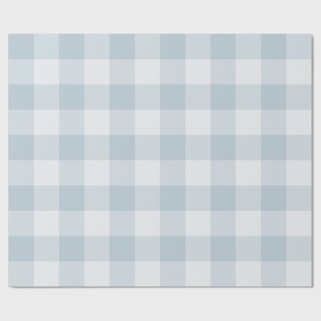 Powder Blue Large Checkered Gingham Wrapping Paper (Flat)