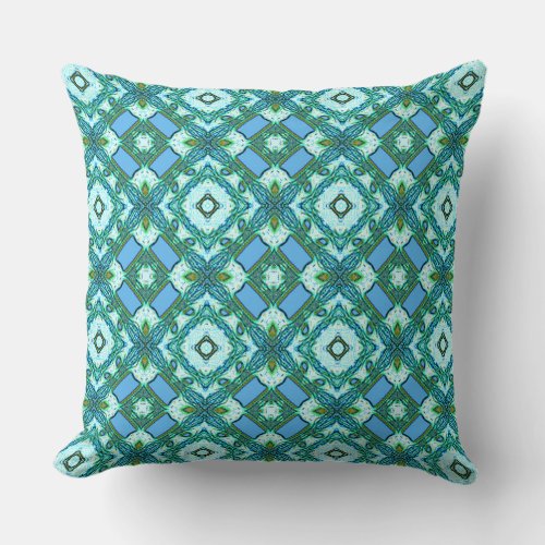 Powder Blue Lattice Throw Pillow