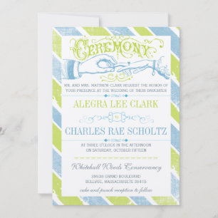 Powder Blue Lime Modern Vintage Typography Invite