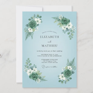 Powder Blue Lush Botanical Wedding Invitation