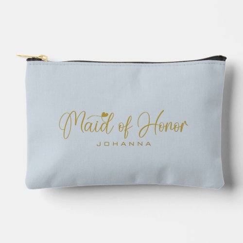Powder Blue Maid of Honor Script Name Cosmetic  Accessory Pouch