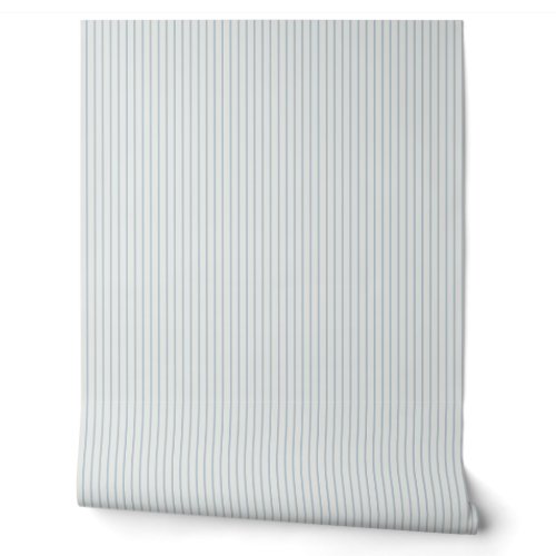 Powder Blue Mini Ticking Stripe Wallpaper