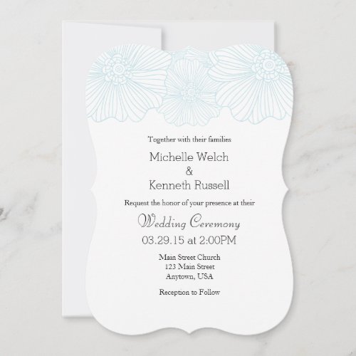 Powder Blue Mod Flower Outline Wedding Invitations