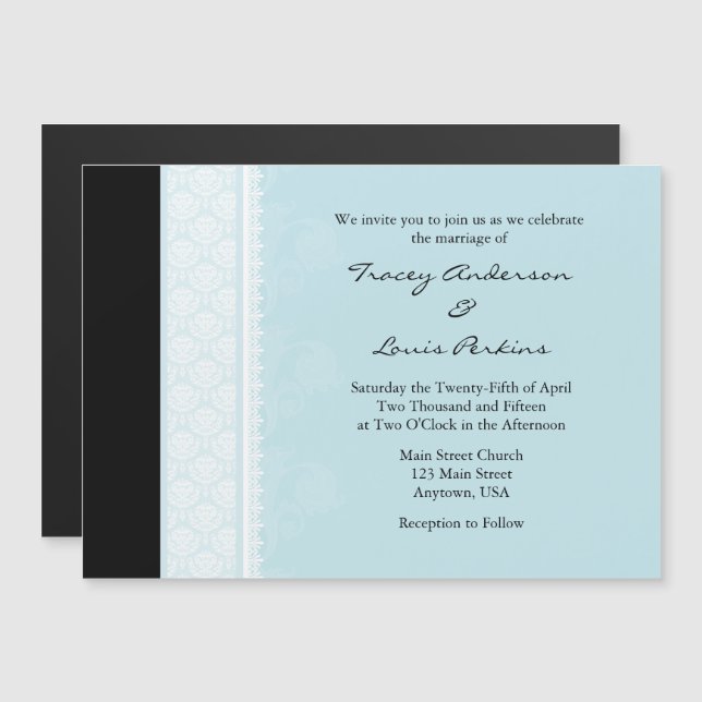 Powder Blue Modern Magnetic Wedding Invitation (Front/Back)
