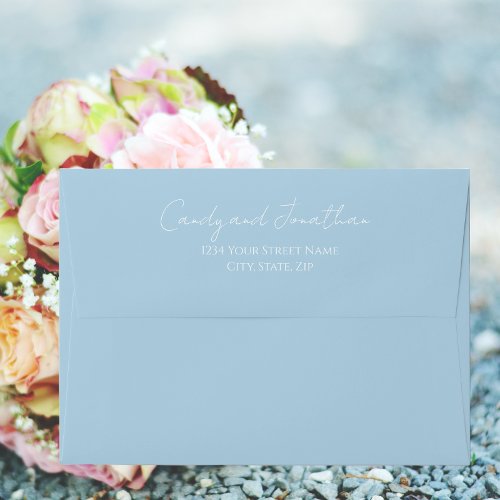 Powder Blue Modern Script Wedding Envelope