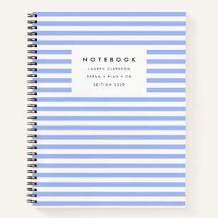 Powder Blue Modern Striped Notebook