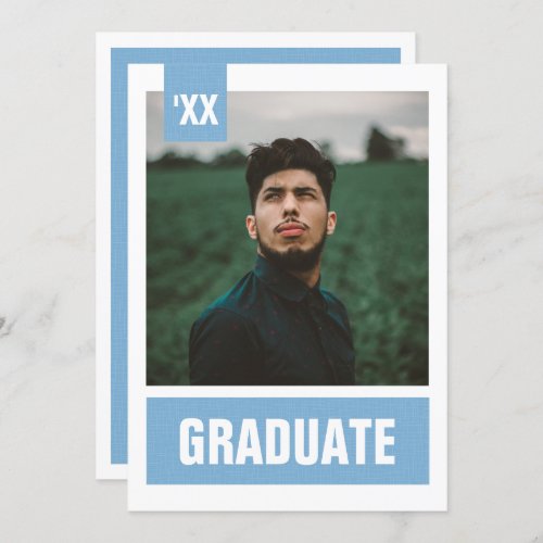 Powder Blue Modern Textured Photo Graduation Invitation