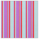 [ Thumbnail: Powder Blue, Orchid & Red Colored Lines Fabric ]