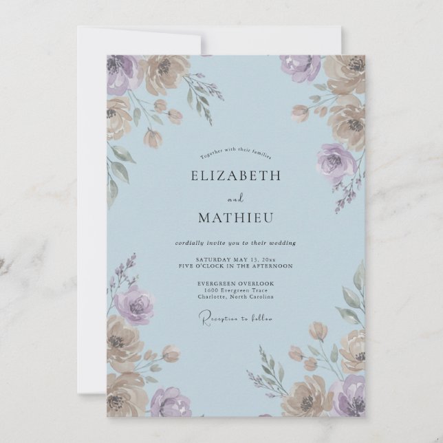 Powder Blue Painted Wedding Invitation (Front)