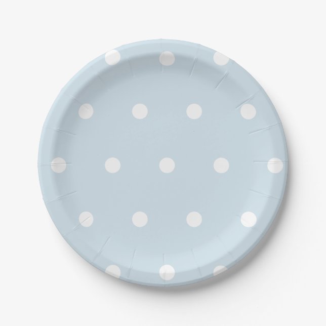 Powder Blue Polka Dot Paper Plate (Front)