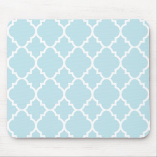 Powder Blue Quatrefoil Moroccan Pattern Mouse Pad