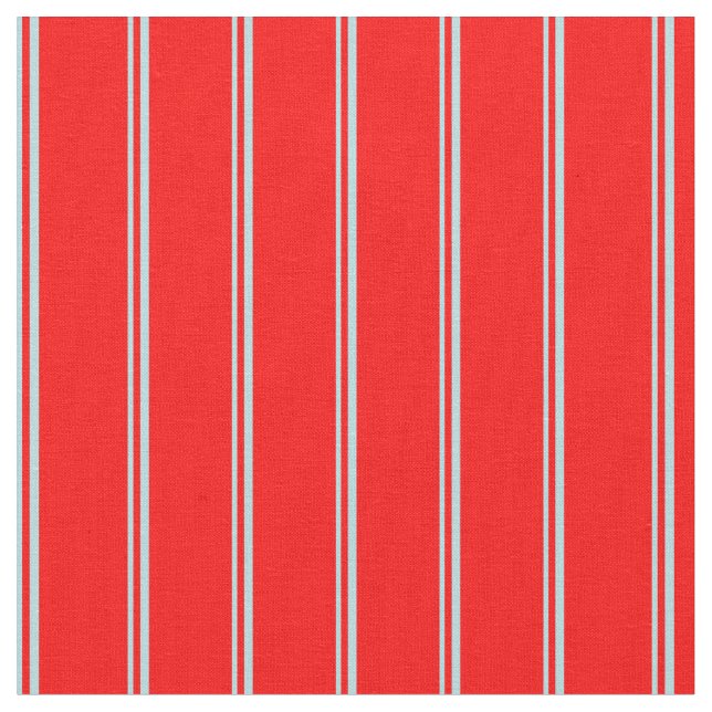Powder Blue & Red Colored Lines Fabric (Close Up)