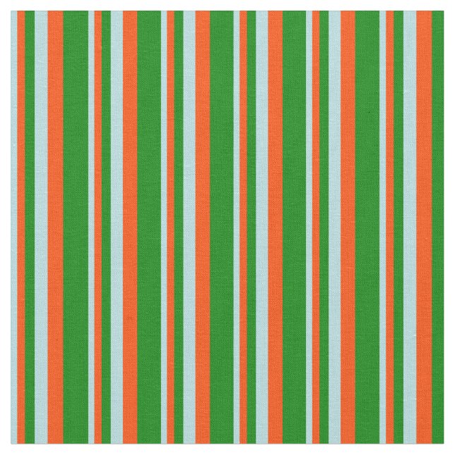 Powder Blue, Red & Green Colored Stripes Fabric (Close Up)