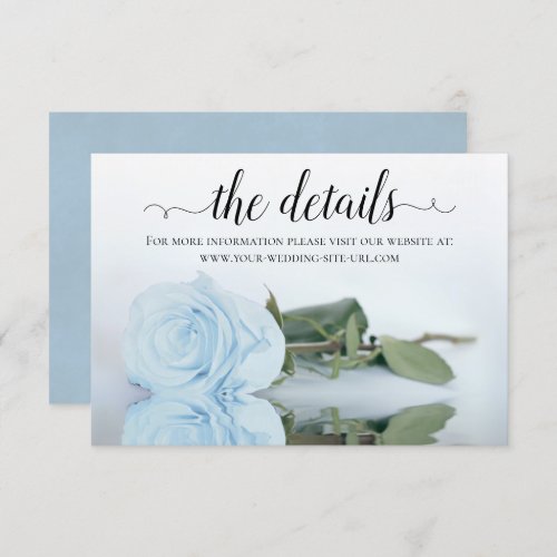 Powder Blue Rose Elegant Wedding Details Website Enclosure Card