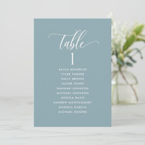 Powder Blue Seating Plan Cards with Guest Names