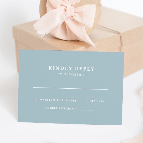 Powder Blue Simple Elegant Text  Wedding RSVP Card