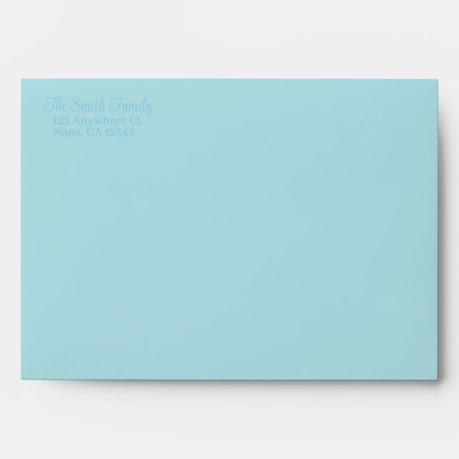 Powder Blue & Sky Blue Wedding Customizable Text Envelope (Front)
