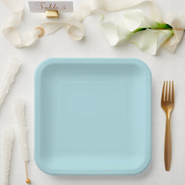 Powder Blue Solid Paper Plates (Wedding)