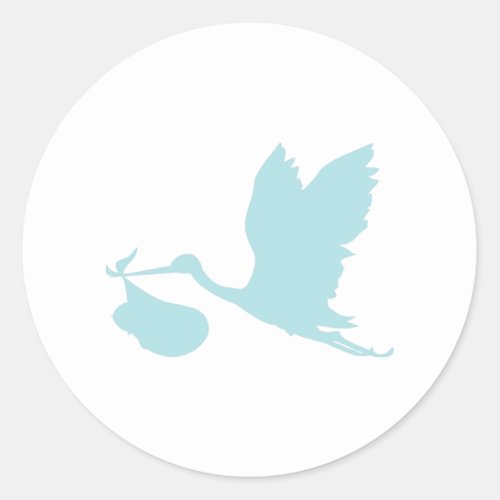 Powder Blue Stork Classic Round Sticker