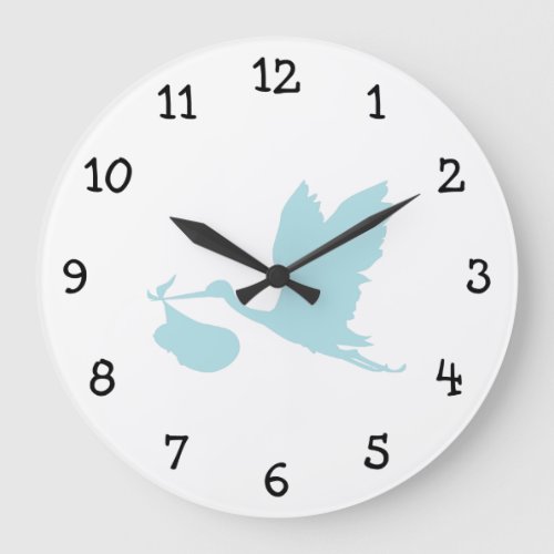 Powder Blue Stork Large Clock