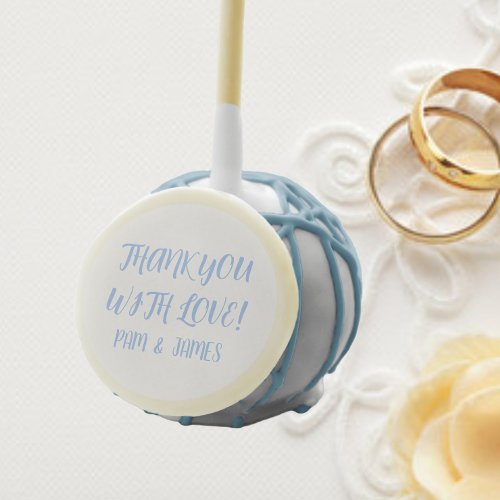 Powder Blue Stylized Lettering Wedding Thank You Cake Pops