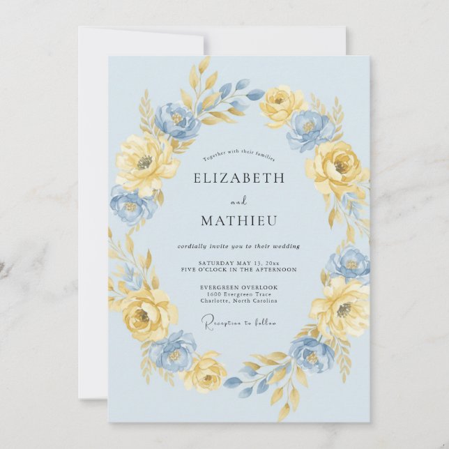 Powder Blue Sunny Spring Wedding Invitation (Front)