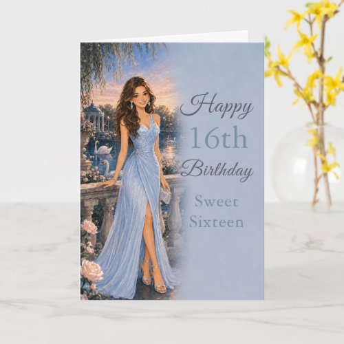 Powder Blue Sweet Sixteen Birthday Card
