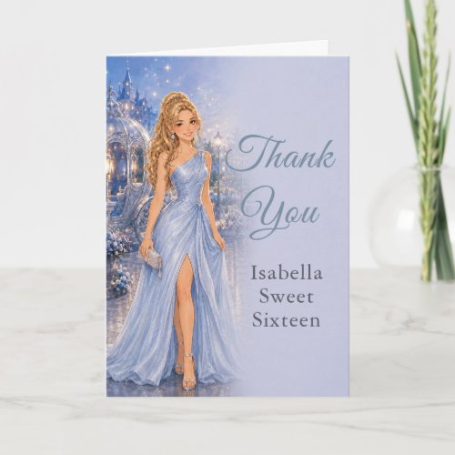 Powder Blue Sweet Sixteen Thank You Card