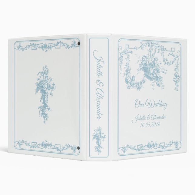 Powder Blue Toile de Jouy Wedding Cherubin Binder (Background)