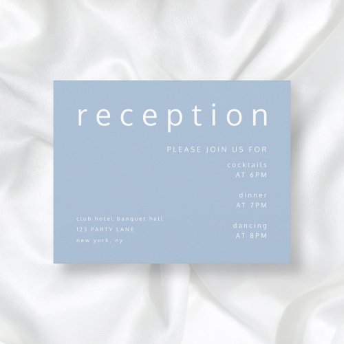Powder Blue Typography Elegant Wedding Reception Enclosure Card