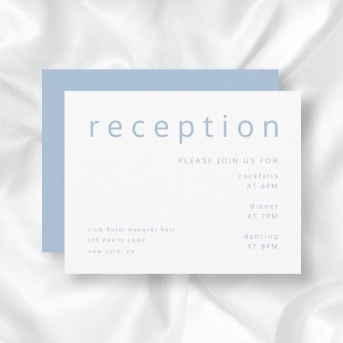 Powder Blue Typography Elegant Wedding Reception Enclosure Card