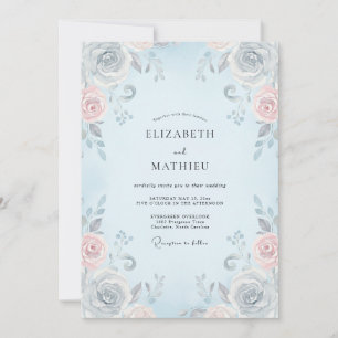 Powder Blue Vine Wedding Invitation