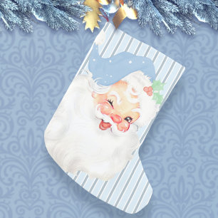 Powder Blue Vintage Santa Wink Christmas Stocking