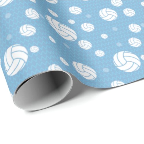 Powder Blue Volleyball Chevron Patterned Wrapping Paper