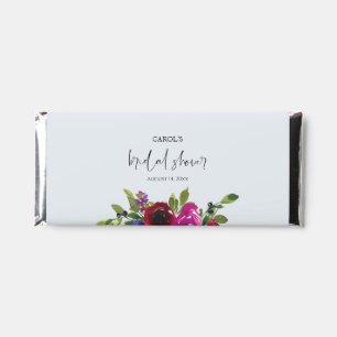 Powder Blue Watercolor Floral Bridal Chocolate Hershey Bar Favors