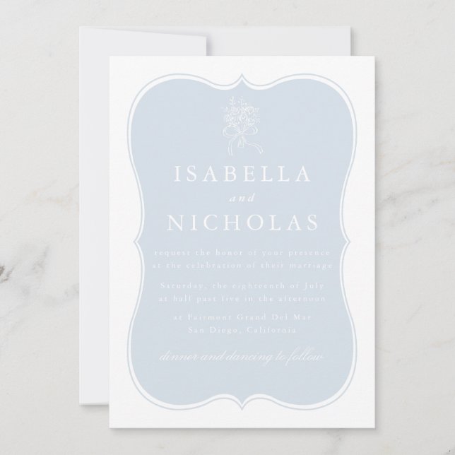 Powder Blue Wedding Invitation (Front)
