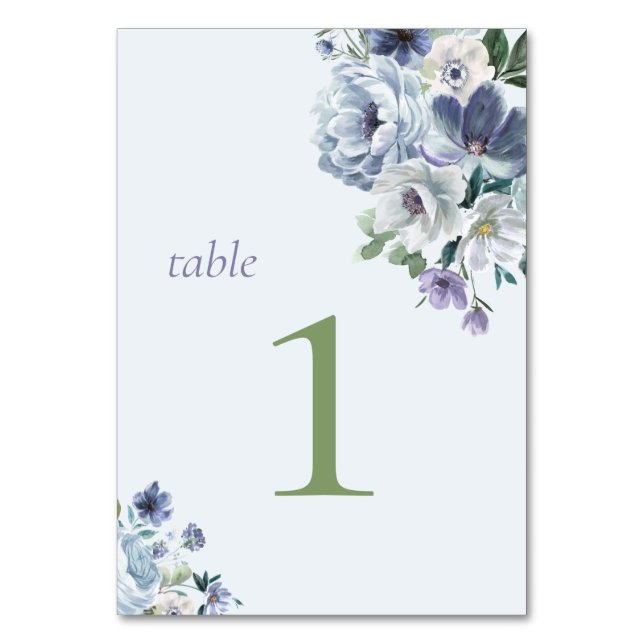 Powder Blue Wedding Table Card (Front)
