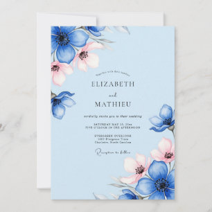 Powder Blue Whimsical Spring Wedding Invitation