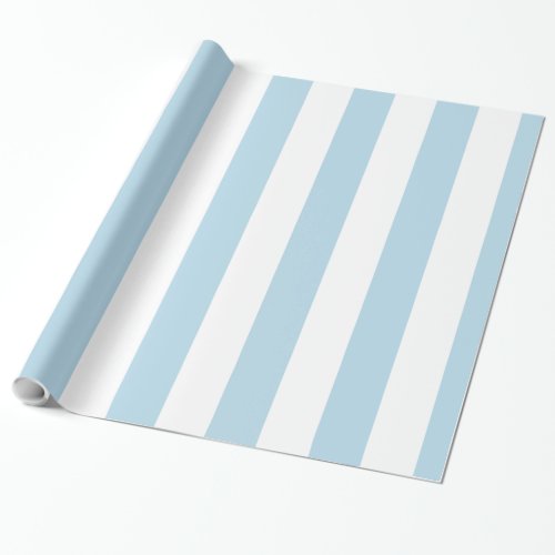 Powder Blue White Extra Large Stripe Pattern Wrapping Paper