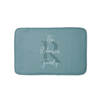 Powder Blue White Family Name Classic Monogrammed 