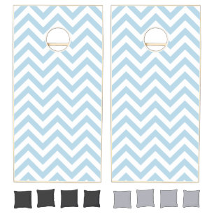 Powder Blue White Large Chevron ZigZag Pattern Cornhole Set