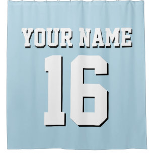 Powder Blue White Sports Jersey Team Jersey Shower Curtain